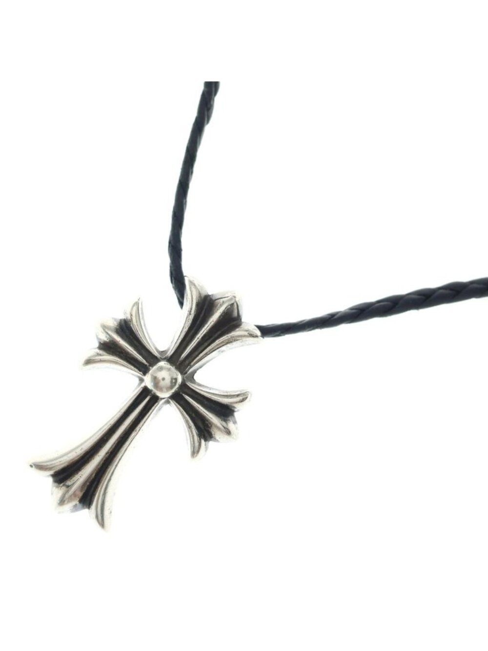 Chrome Hearts CH Small CH Cross BC Boro Chip Braid Necklace Silver